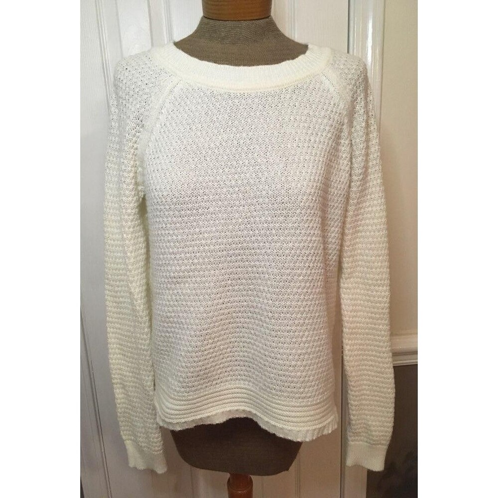Womens White Old Navy Knit Sweater Medium Long Sleeve